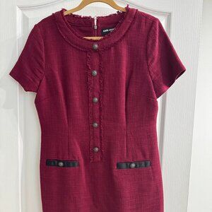 Karl lagerfeld tweed Burgundy dress